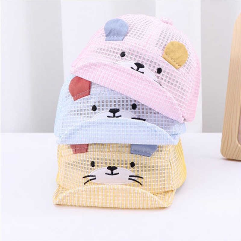 Cute Bear Baby Baseball Cap Summer Spring Cartoon Animal Soft Brim Adjustable Cotton Baby Hat Outdoor Children&#39;s Cap