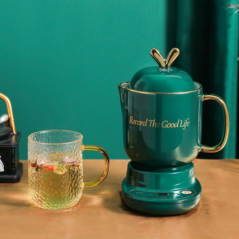 Household full automatic ceramic cup multi-functional life kettle, medicine boiling tea pot, constant temperature electric: Cup Dark Green