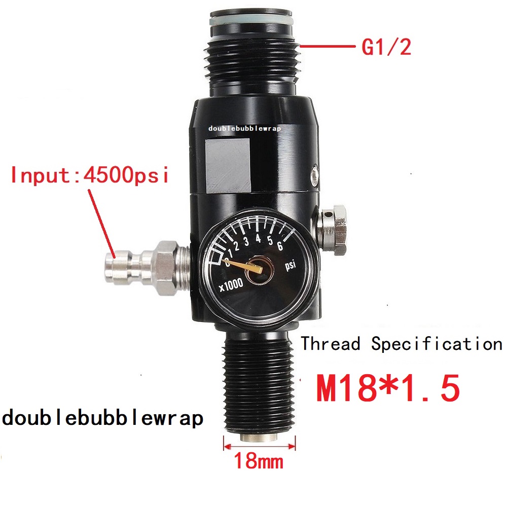 Regulator Valve 5/8-18UNF or M18*1.5 Regulator Valve 4500psi High Tank Regulator Cylinder Diving Aquarium Plant CO2 Tank Dive: M / black