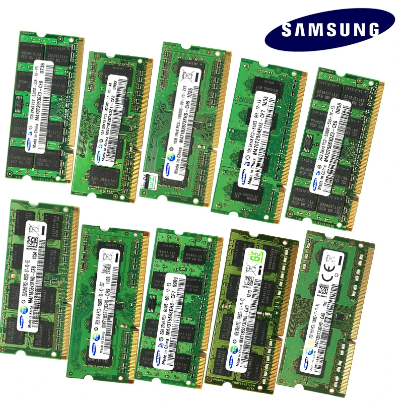 Samsung Laptop RAM SODIMM DDR2 DDR3 DDR4 Memoria 2400 1600 1333 800 667 MHz 2 GB 4 GB 8 GB 16 GB Hochleistungs-Notizbuch Sodimm RAM
