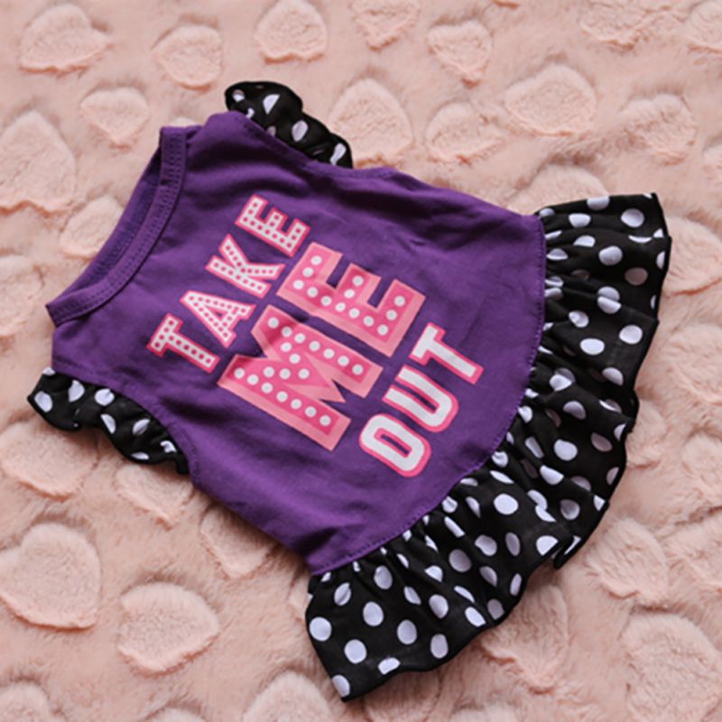 Lente Zomer Kleine Prinses Hond Kat Huisdier Jurk Brief Gedrukt Kleding Puppy Boog Vest T-shirt Jas Jurk Kleding Voor puppy