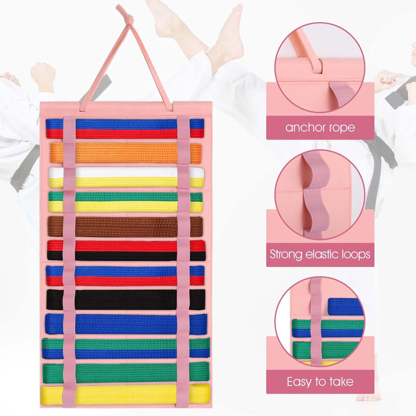 Taekwondo Riem Opslag Muur Opknoping Karate Riem Display Vilten Doek Collectie Riem Display Houder voor Taekwondo MMA Judo