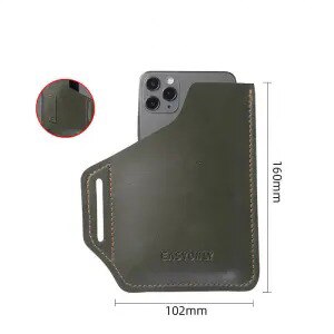 PU Leather Belt Clip Holster Case for 6.5 inch Mobile Phone Pack Waist Bag Sport Covers Cell Phone Accessories Mini Bags: Green-PU