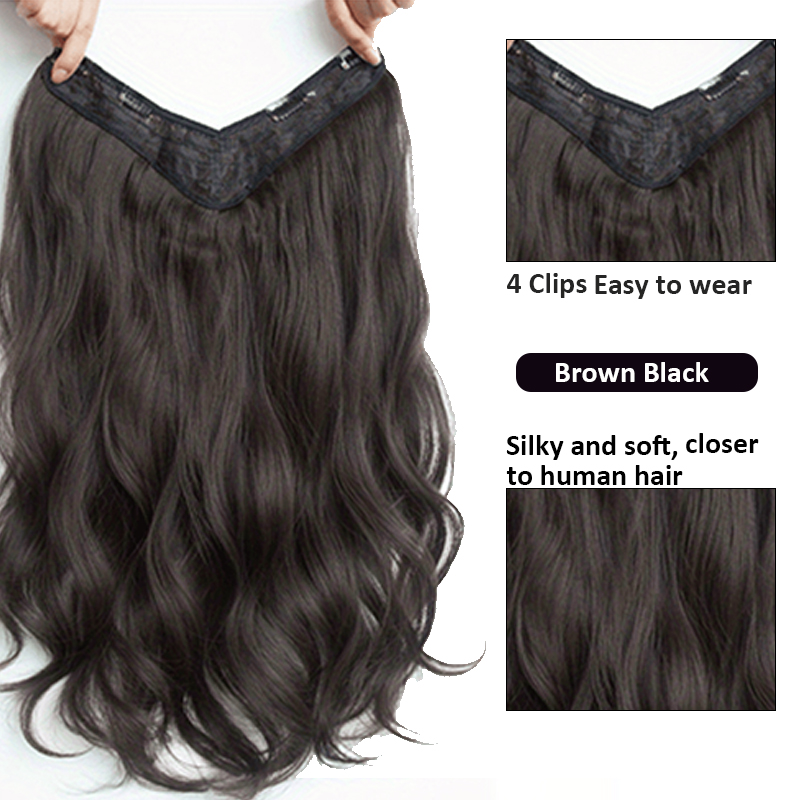 Invisible Long Wave Synthetic Hair Extensions - Fuller Hair Look, Natural-Looking Hair Strands - Confident Hairstyle: 1B/30HL / 20inches