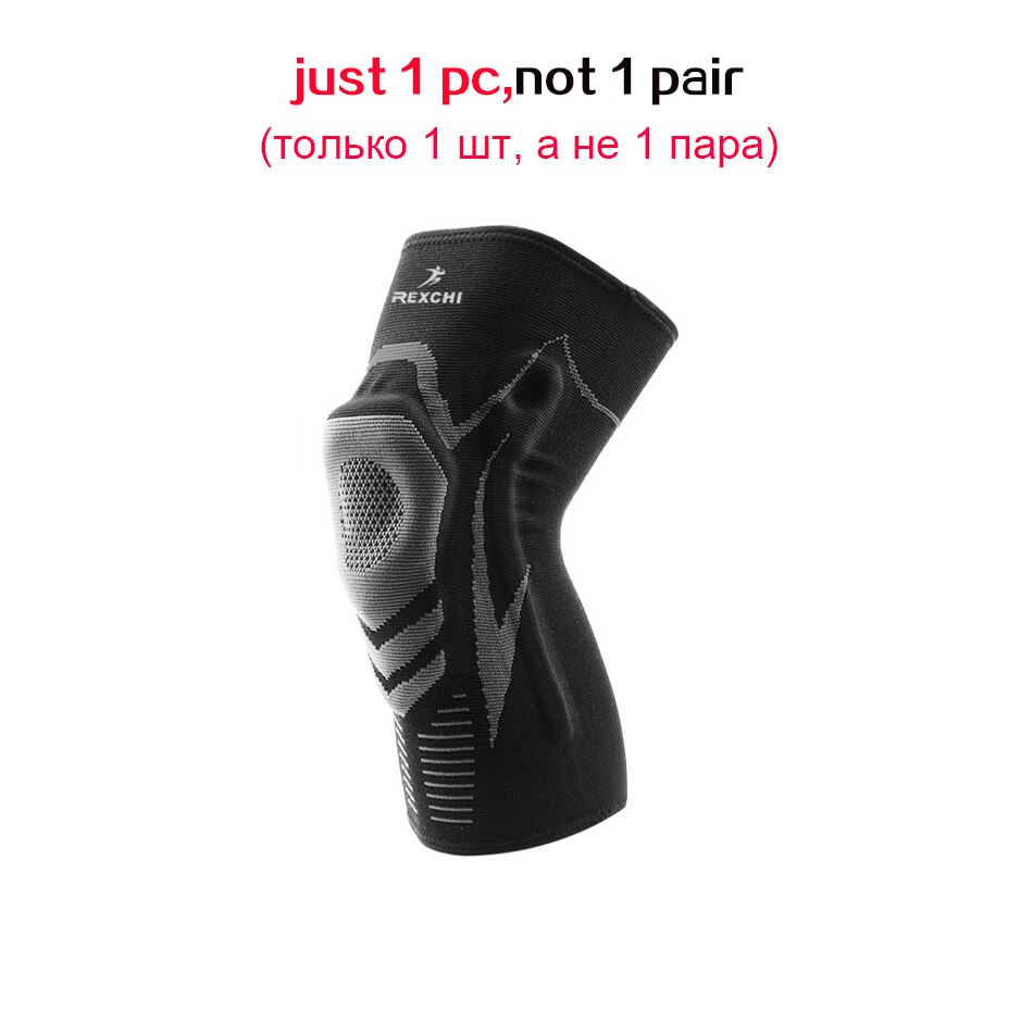 Basketbal Kniebeschermers Met Ondersteuning Silicon Gevoerde Elastische Antislip Patella Brace Kneepad Voor Fitness Gear Protector Tennis: 1 Piece Black / L