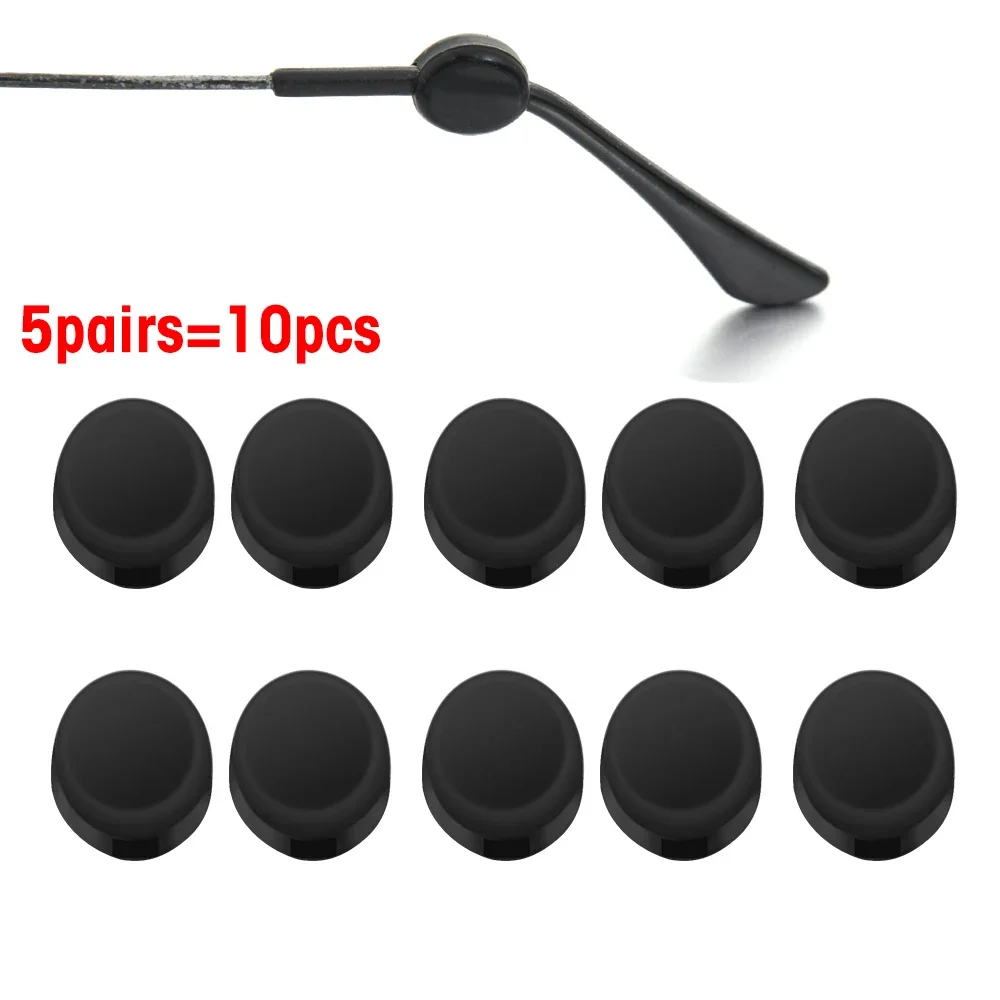 10Pcs Transparent Silicone Anti-slip Eyeglass Ear Hooks Round Retainer Holder Elastic Glasses Ear Hook EyeGlasses Accessories: black