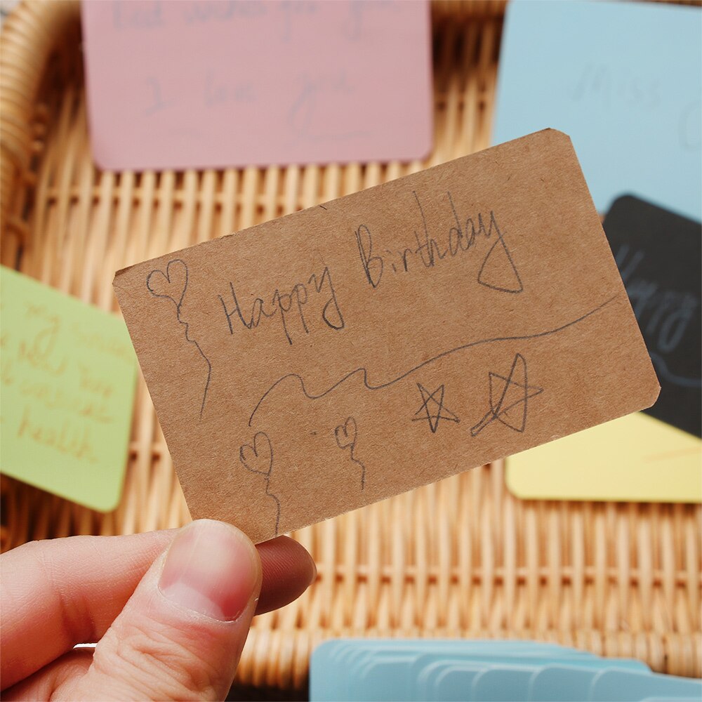 100 PCs/Set Portable Boxed Message Note Business Card Blank Word Cards Kraft Paper Learning Notes Office School Supplies