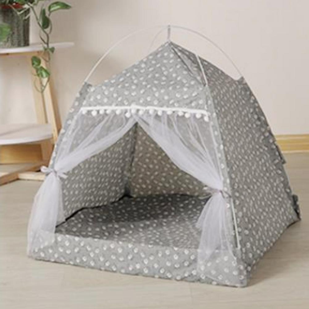 Cat Nest Semi-Enclosed Cat Tent, Pet Hut Shelter With Screen Door, Summer Cat Nest, Cat House Tent, Portable Teepee