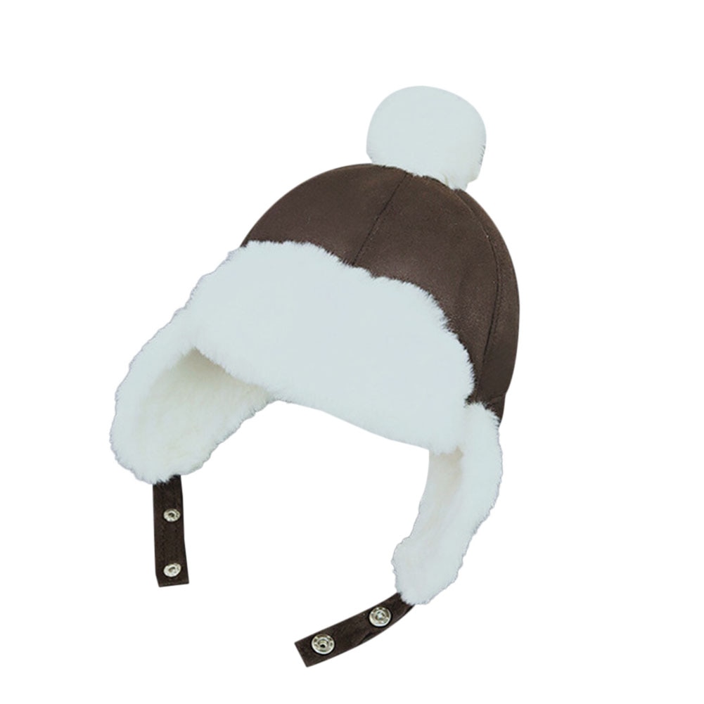 Baby drenge piger hat børn børn øreklap vinter varm plys kasket: Kaffe