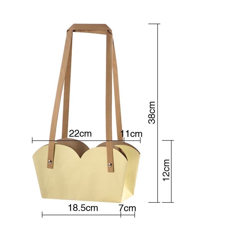 Waterproof Kraft Paper Flower Box Flowers Packaging Box Flower Basket Flower Folding Handbag