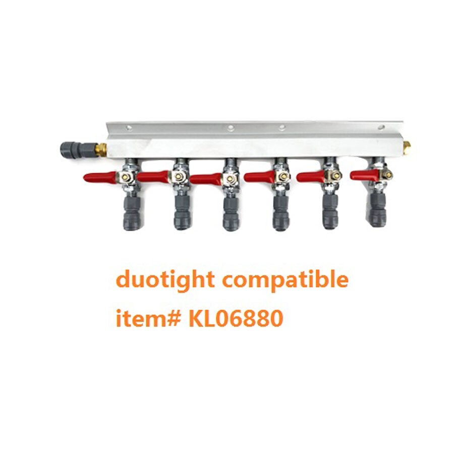 6 Output / 6 Way Manifold Gas Line Splitter with Check Valves (1/4" thread, MFL Thread) duotight compatible