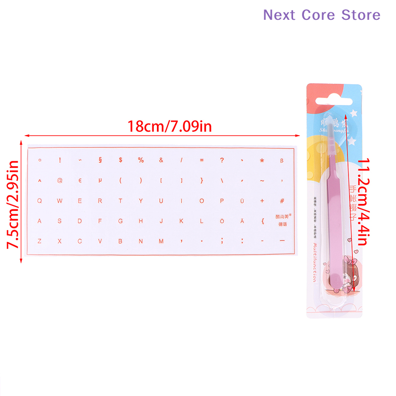 Naklejka na klawiaturę laptopa, pojedyncza folia z pęsetą, niemiecka folia do zrywania, uniwersalna przezroczysta naklejka