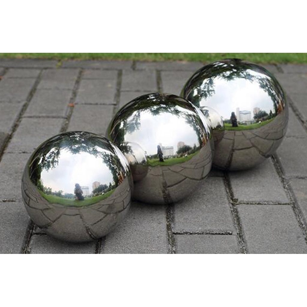 1pc Stainless Steel Mirror Polished Sphere Hollow Round Ball Garden Decor Ornament