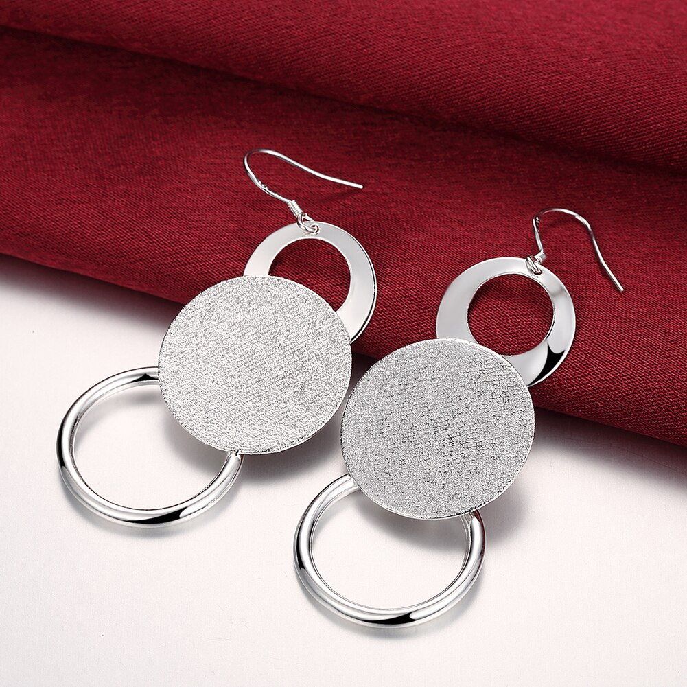 Charm orecchini in argento Sterling 925 collana set di gioielli per donna moda regalo per feste ragazza elegante cerchio smerigliato matrimonio