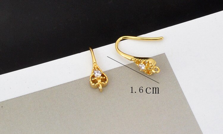 4pcs zircon ear hook copper plated with 18K gold DIY handmade earring and stud earring accessories: 5