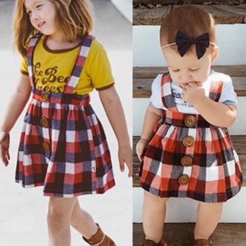 Toddler Baby Kid Girls Plaid Skirts Summer Spring Children Girls Costumes