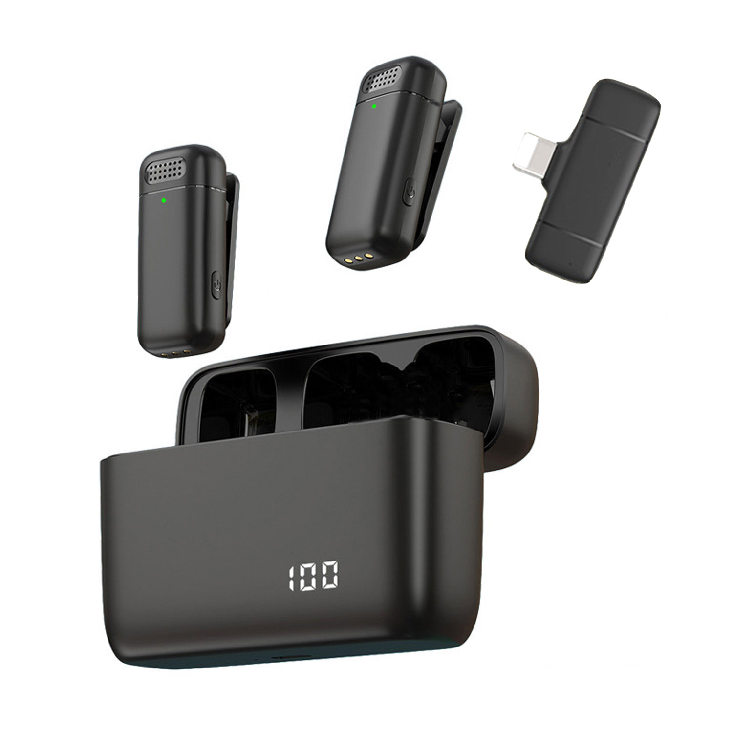 Wireless Lavalier Microphone Charging Case Mic Portable Audio Video Recording for iPhone Android Notebook Live Gaming Mic: WHITE