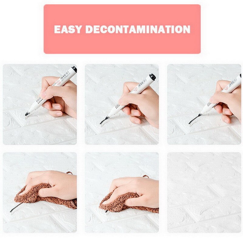 1pcs 3D Brick Wallpaper Waterproof Waterproof Contact Paper Doors For Living Room Bedroom Background Foam Wall Decoration