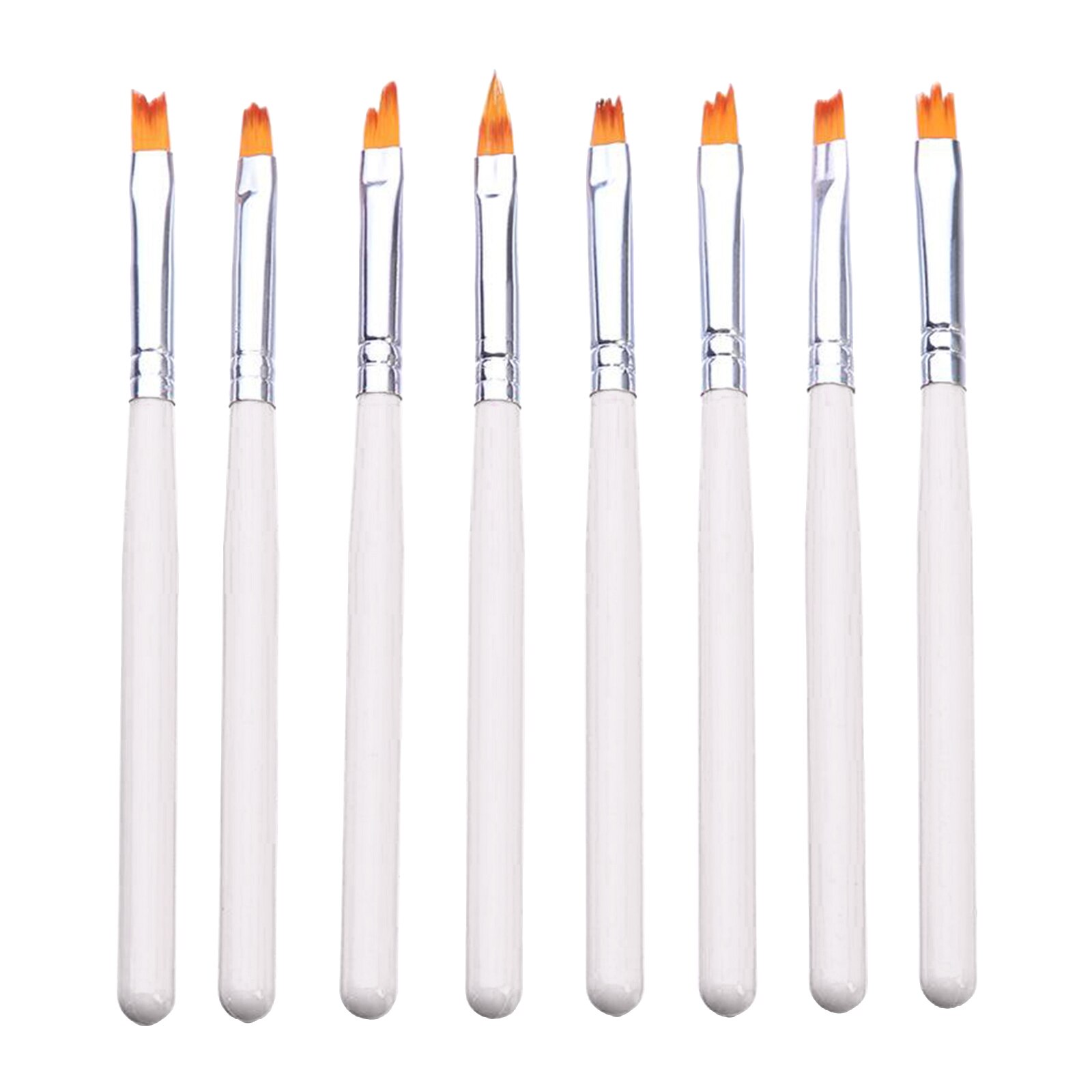 8Pcs 3D Nail Art Brush Set Gel DIY Manicure Various Shapes Draw Lines Tool: white