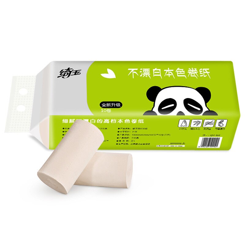 Papier hygiénique 10 rouleaux 4 plis doux ménage papier hygiénique tissu naturel pâte papier rouleaux forte Absorption d'eau dissolution rapide