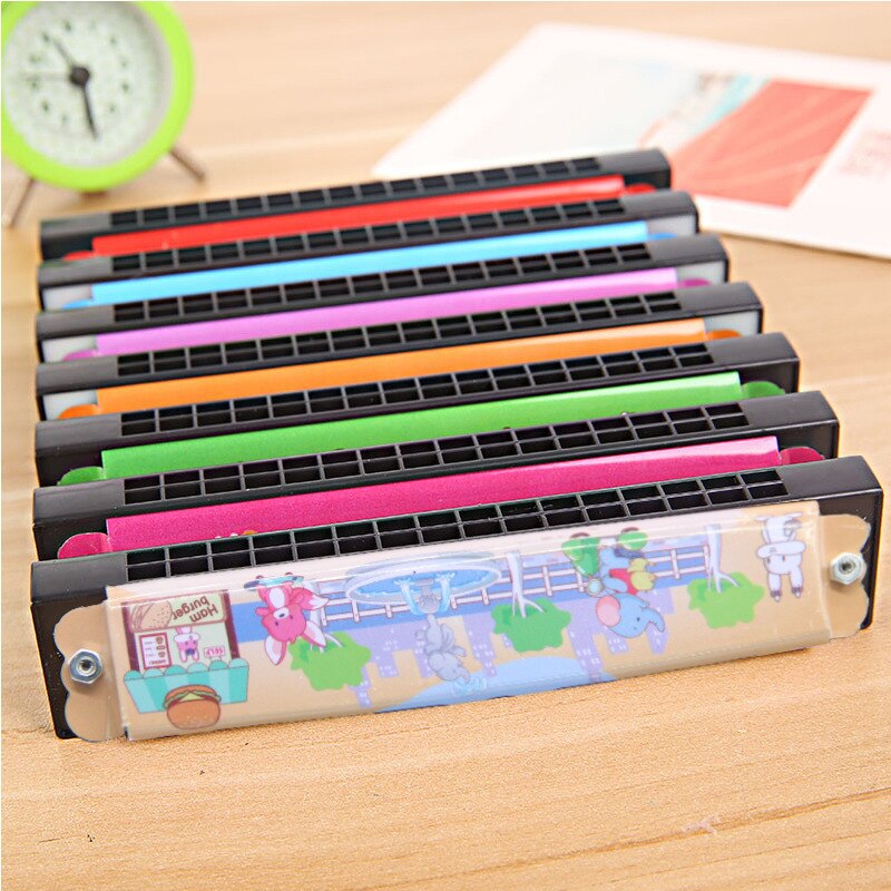 Dubbele Rij 16 Gat Houten Geschilderde Harmonica Creatieve Verlichting Speelgoed Leren Kinderen Speelgoed Muziekinstrument Juguetes Bebe