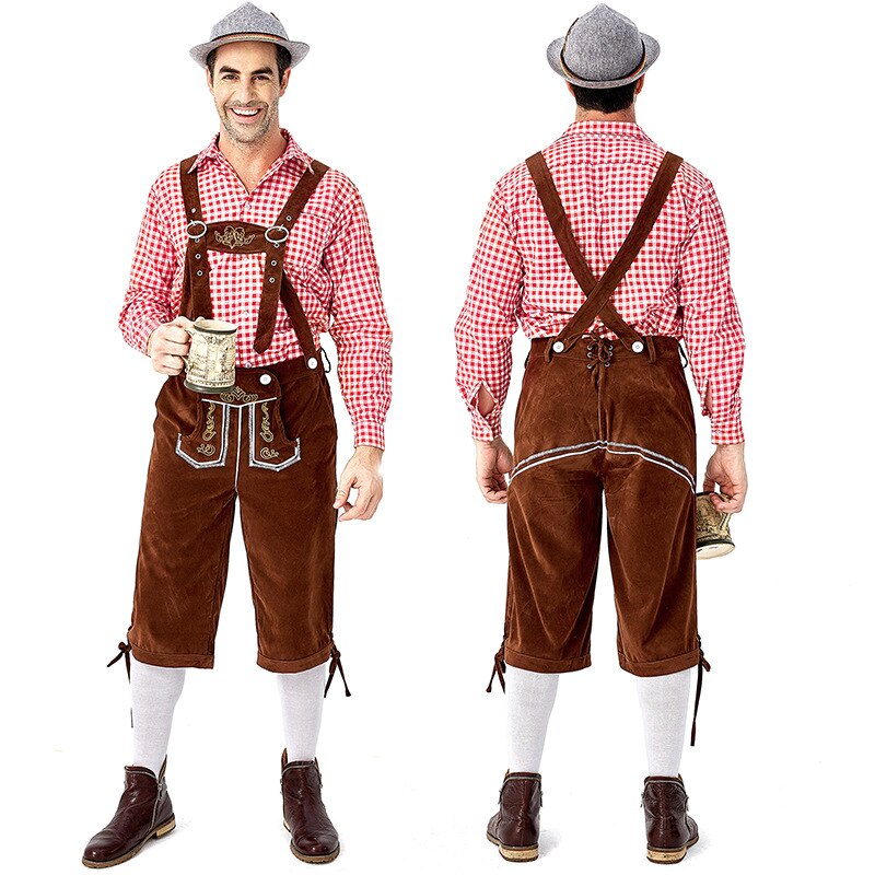 Echoine Volwassen Traditionele Oktoberfest Kostuum Lederhosen Beierse Octoberfest Duits Bier mannen Carnaval Party Fancy Kostuum