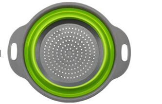 Pieghevole del silicone filtro Ciotola di Campeggio Esterna Stoviglie Frutta Verdura Cesto di Lavaggio Drainning Colino Portatile Da Viaggio Pentolame e Utensili per cucinare: verde Basket L