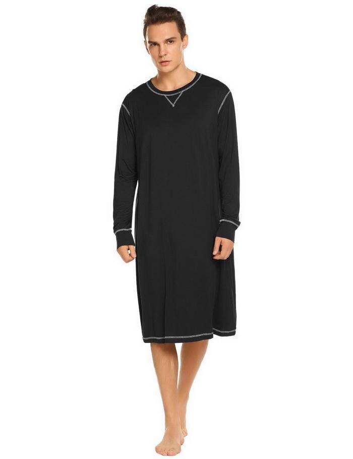 Hommes vêtements de nuit chemise de nuit longue à manches longues léger en vrac décontracté chemises de nuit mâle confortable maison vêtements de nuit grande taille