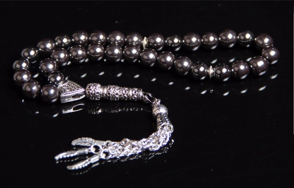 8mm moslim islamitische 33 zwart hematiet Gebed kralen Rozenkrans Moslim tasbih Misbaha Masbaha tespeeh Allah sibha tesbih