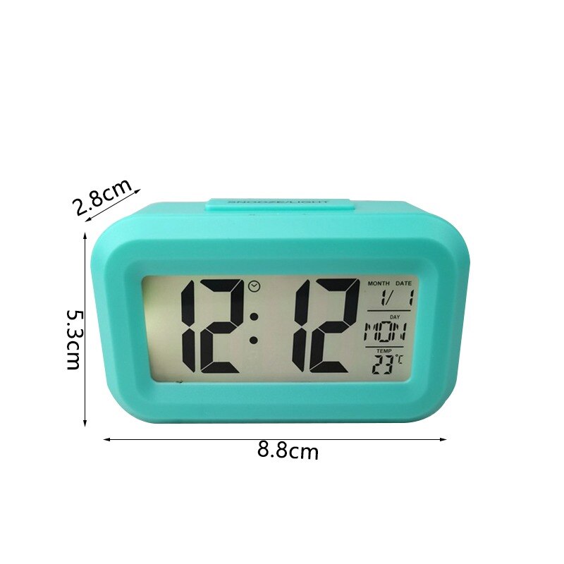 Alarma Digital LED reloj relij de mudo calendario electrónica escritorio luz Mesa Relojes de pared escritorio reloj: blue C4