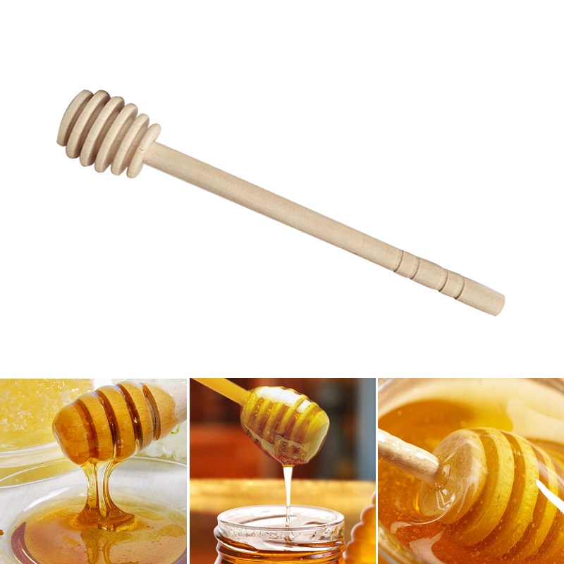 1Pc Praktische Lange Handvat Hout Honing Lepel Mengen Stok Dipper Honing Dipper Sticks Honing Jar Supplies Keuken Gereedschap