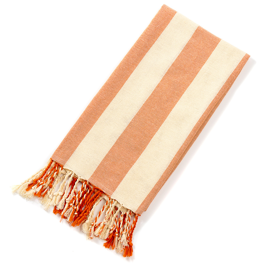 American Tassel Natural Beach Towels, Edged Striped Turkish Bath Towels, 21 Quick-drying Towels: Laranja