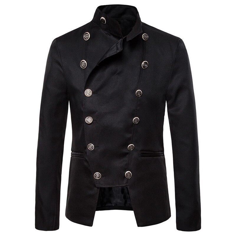 Vogue Style de vent Double boutonnage homme métrosexuel costume veste robe Blazer hommes mariage scène Performance vêtements: black / Asian Size XXL