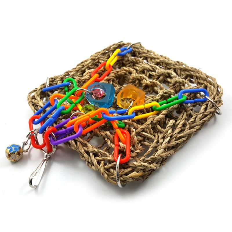 Juguetes para masticar aves, estera de algas marinas de loro con piezas de colores para ejercicio, 85WC