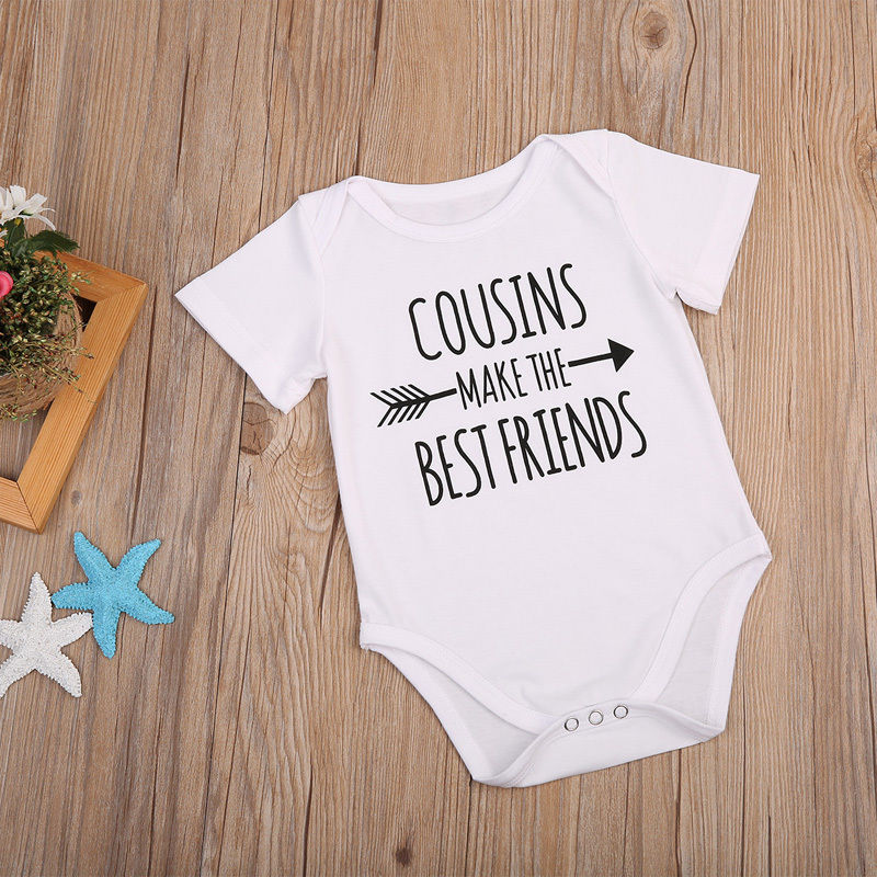 Katoen Cousins Gedrukt Pasgeboren Peuter Baby Baby Jongen Meisje Bodysuit Jumpsuit Kleren Korte Mouw Sunsuit Outfit Korte Kleding