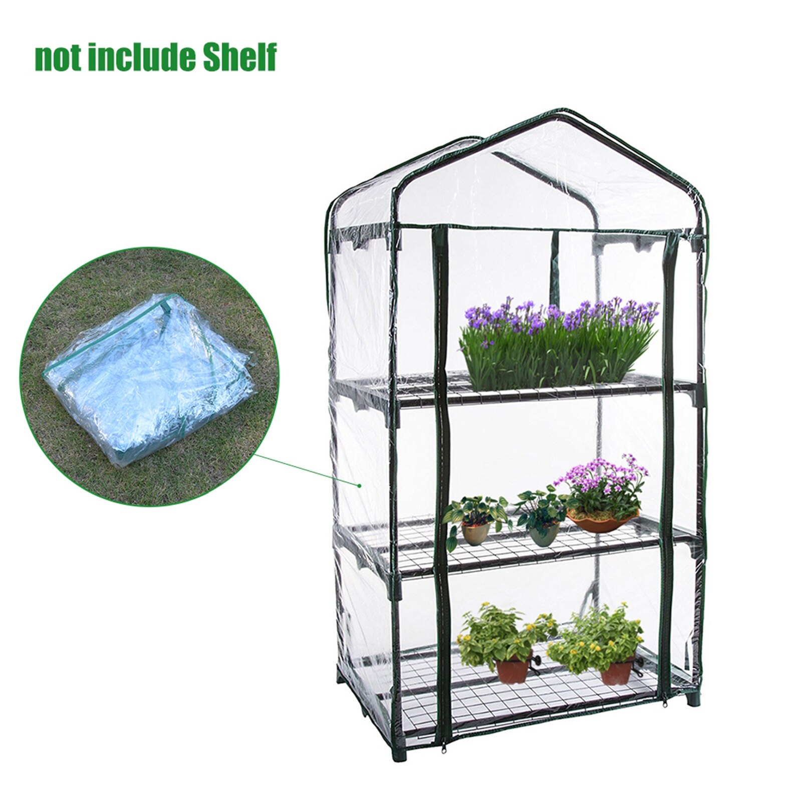 3/4/5 Tier PVC Warm Garden Household Plant Greenhouse Cover Waterproof Protect Garden Plants Flowers (without Iron Stand)