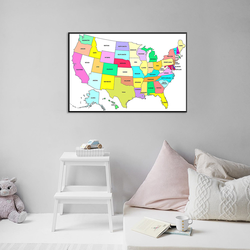 The United States Map 59*42cm Canvas Painting Wall Poster for Travel School Supplies Office Home Decoration