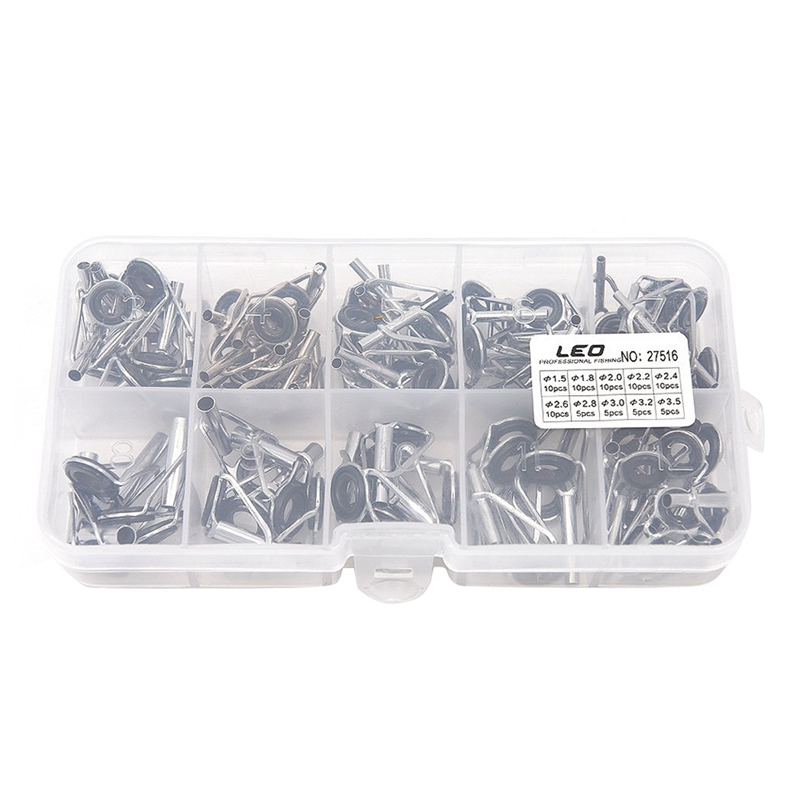 80 pièces bricolage anneaux pour les yeux canne à pêche Guide pointe ensemble Kit de réparation pour cannes à pêche cadres en acier inoxydable avec boîte de pêche: Default Title