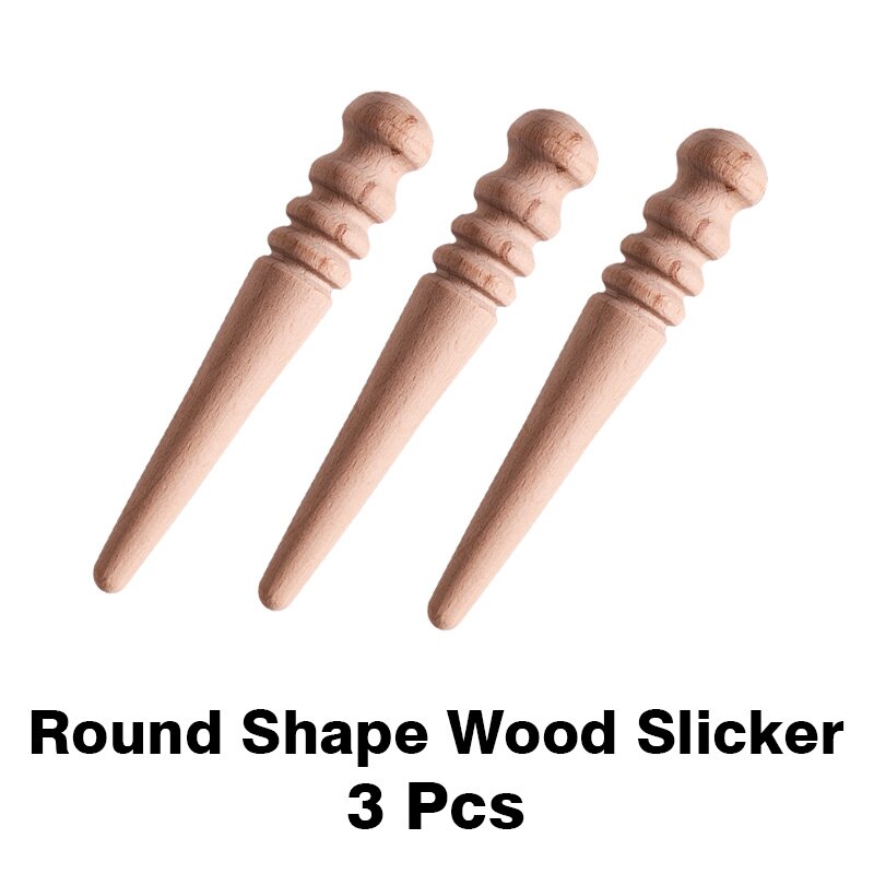 3 Stuks Hout Lederen Rand Slicker Kit, Rond Plat Cakevorm Multi-Size Burnisher Rand Polijstmachine Gereedschapsset voor DIY Leer Werk (Ronde