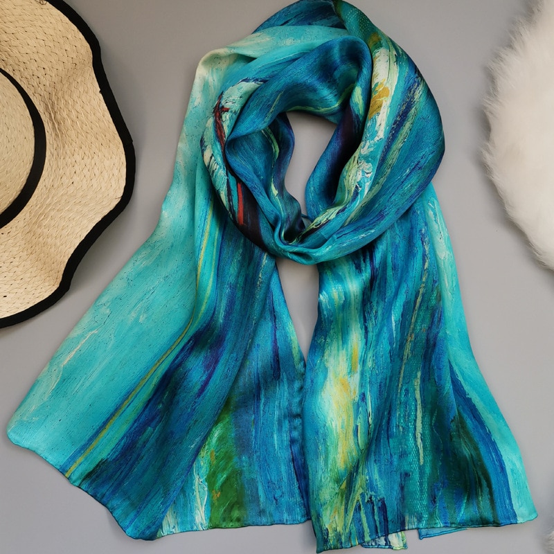 Foulard Poncho en soie pour femmes et hommes | Écharpe 100% en soie véritable, écharpes de de luxe et de styliste
