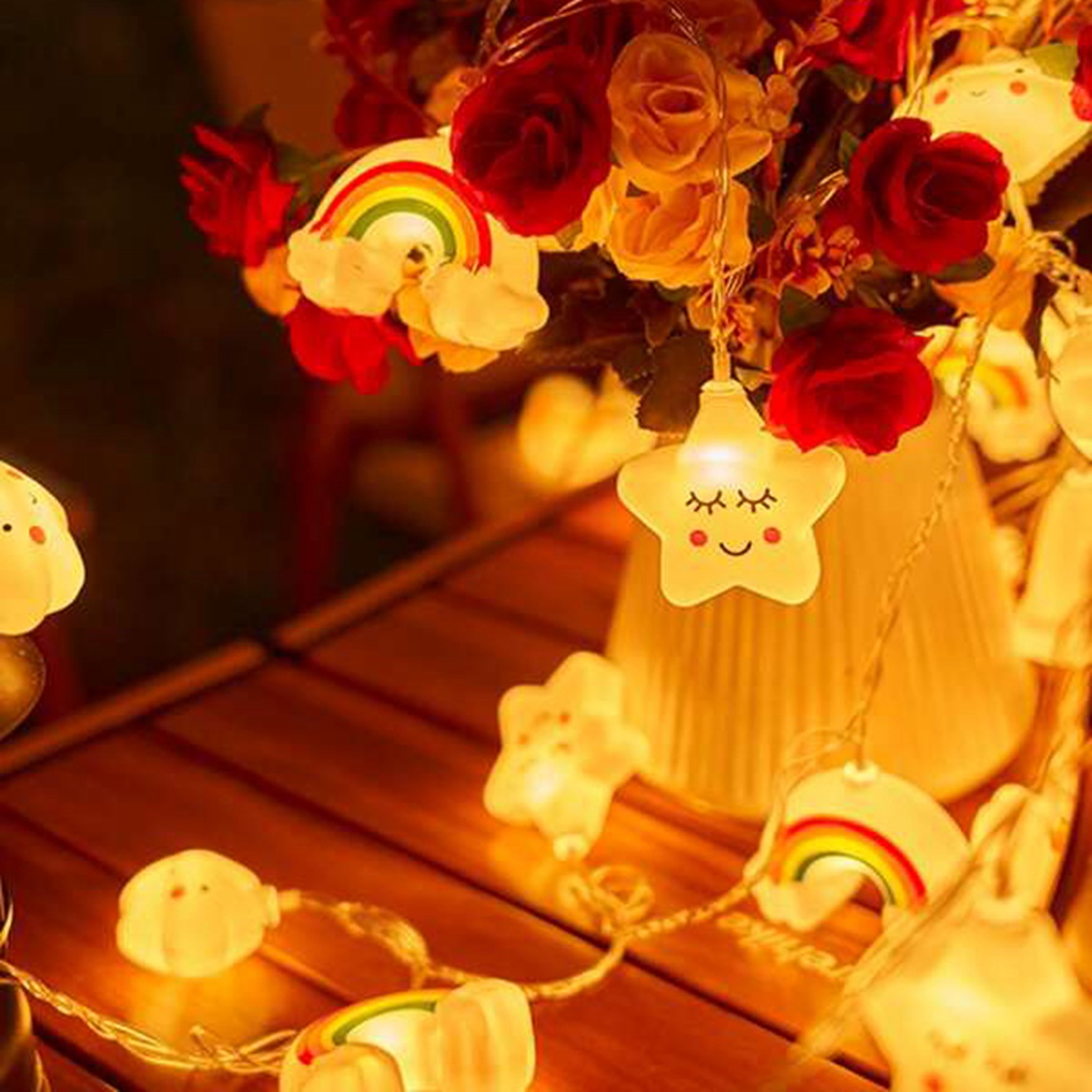 1 Pack Regenbogen & Stern & Wolke Lichterketten LED Dekorative Lichterkette Batteriebetriebene Lichter Funkeln Lichter Für Party Schlafzimmer Dekor: 71-80W
