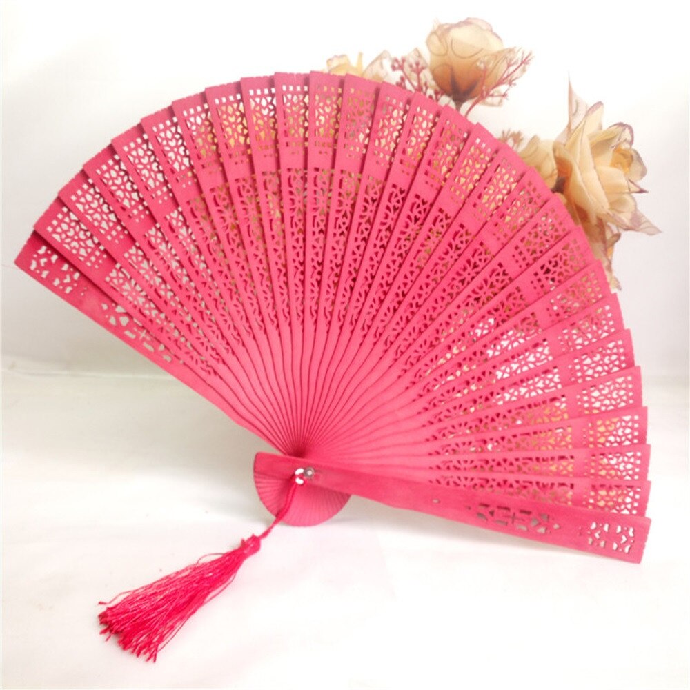 Wedding Hand Fragrant Party Carved Bamboo Folding Fan Chinese Style Wooden Hand Fan Ladies Fans Abanicos Para Boda G815