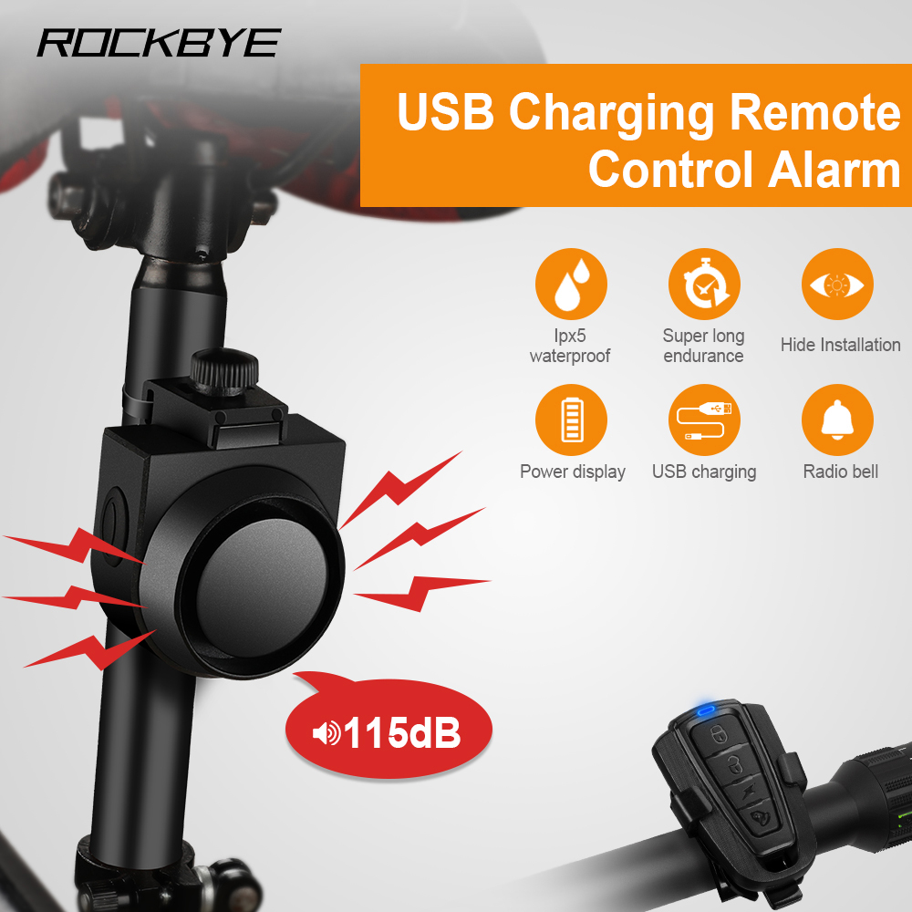 Rockbye Dzwonek rowerowy USB Akumulator Rower Elektryczny Klakson MTB Rower szosowy Pilot Alarm antykradzieżowy Akcesoria rowerowe