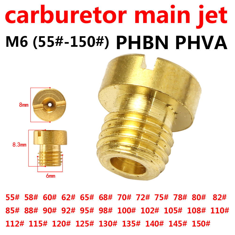 8 Stuks/5 Stuks Hoofdjet M6 6Mm #55-150 Voor Dellorto Carburateur Phnl/Phva/Phbh/Phbl/Phbl/Phvb/Phbg Carb Injector Nozzle