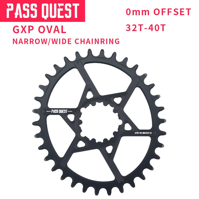 PASS QUEST GXP Round Oval 0mm Offset 32T-42T Chainring MTB Narrow Wide Bike bicycle Chainwheel for Sram XX1 GX eagle X9 crankset