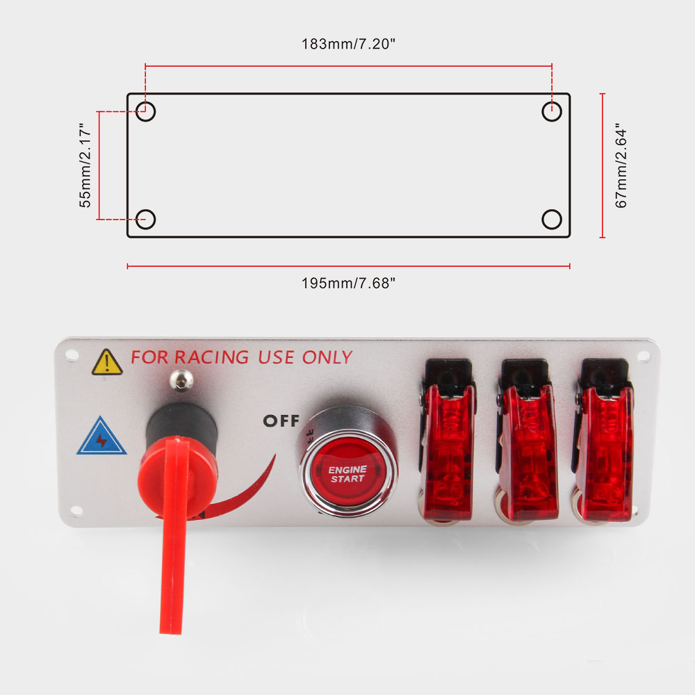 Saisika DC 12V kippen-hoch Zündung Schalter Tafel 5 in 1 Auto-Motor Anfang drücken Taste LED DIY