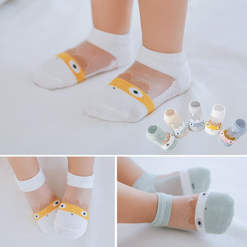 Children Summer Socks for Girls Cotton Cartoon Mesh Breathable Boat Hollowing Out Ankle Socks for Baby 5 Pairs/Lot: 1 / S(1-3T)