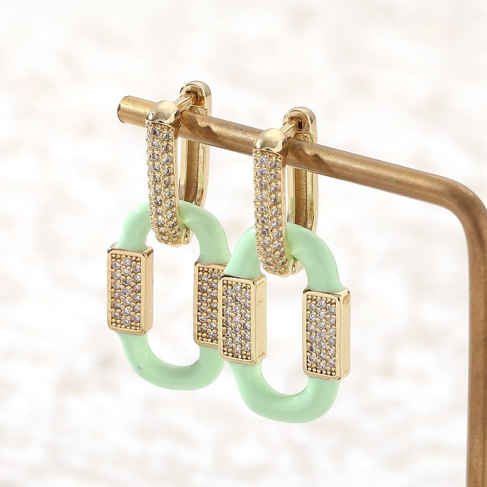 Y2K-pendientes de aro esmaltados para mujer, aretes de gota geométricos, joyería de la amistad, , 2022