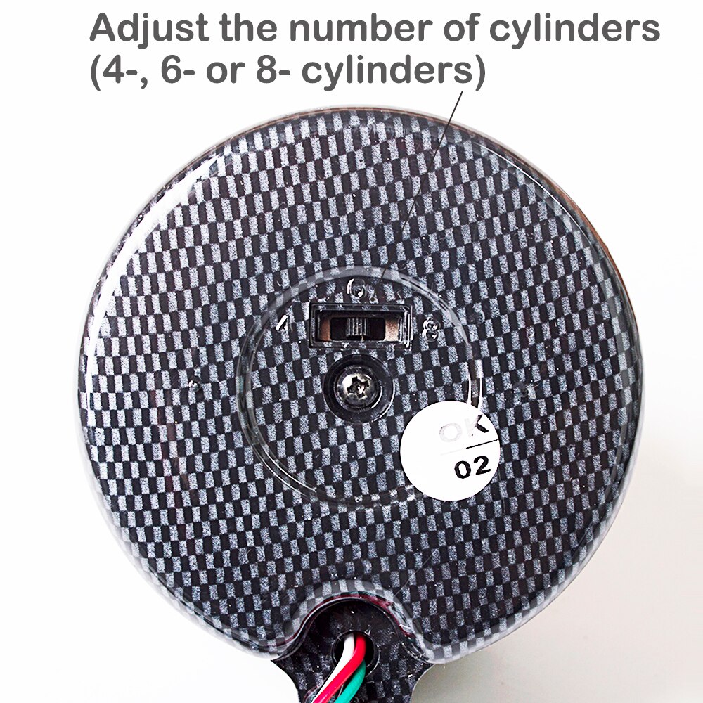 Tacómetro de 3,75 pulgadas y 95mm para coche, medidor LED de Color blanco, calibre automático de 12V [fibra de carbono o Color negro] TAC 0-8000 RPM