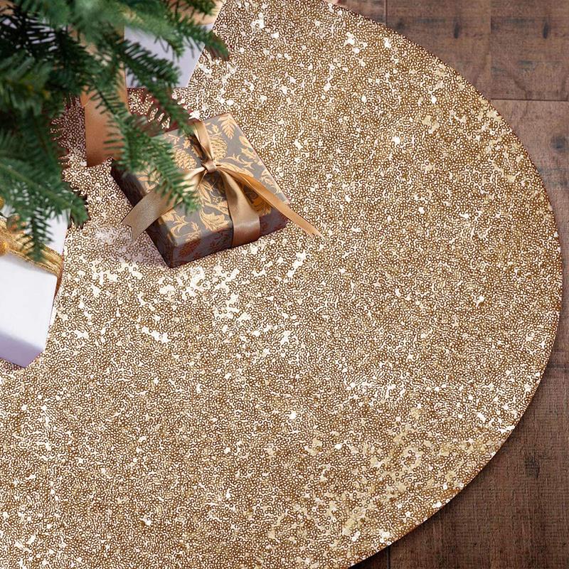 Sparkly Christmas Tree Skirts Tree Skirt Fabric Carpet Round Gold Sequin Christmas Tree Mats Beautiful Photography Tree Tool